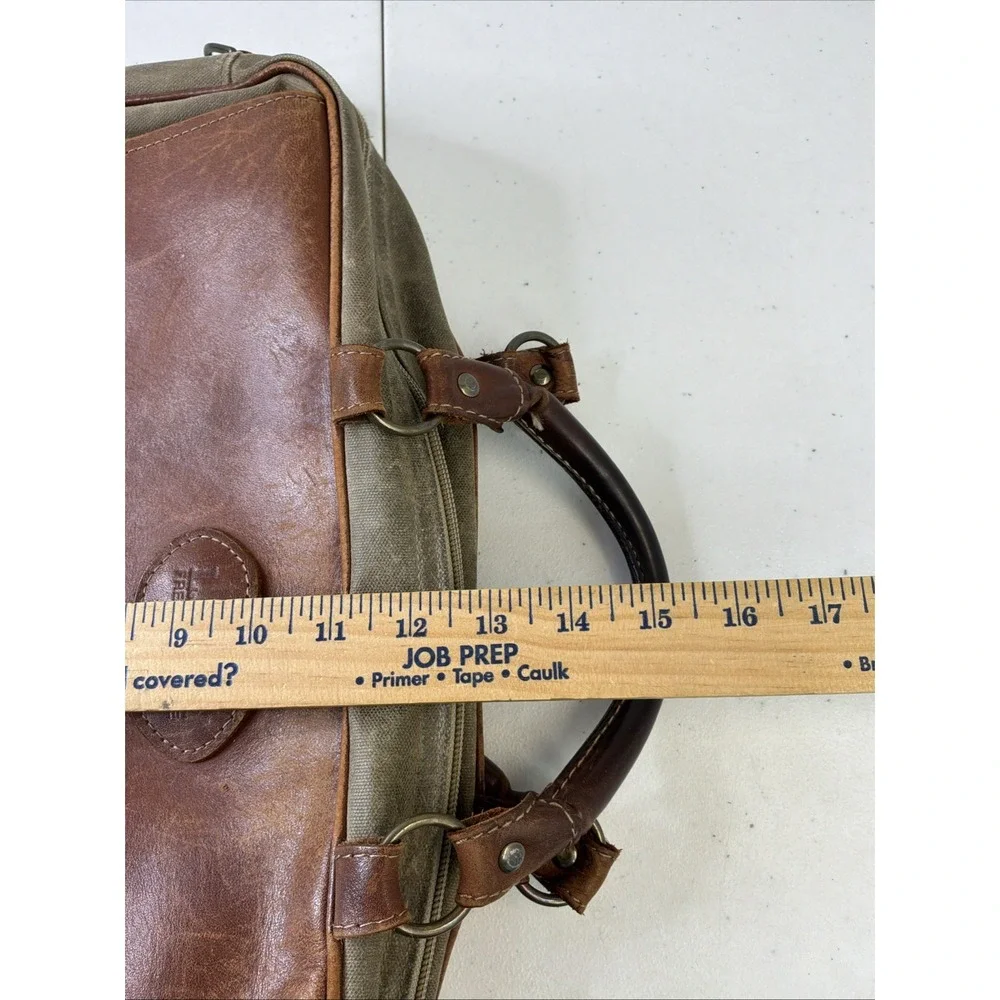 VTG LL Bean Maine Canvas Leather Trim Messenger Briefcase Bag No Strap